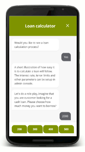 Leadia chat loan calculator example